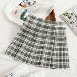 Plaid Pleated Skater Skirt